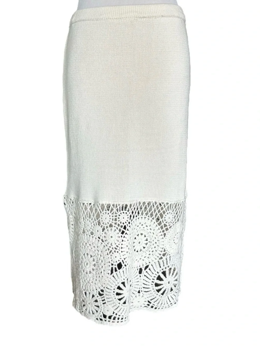 House Of Harlow Crochet Knit 2 Piece Set Ivory Boho Resort Skirt Set NWT - Picture 6 of 12